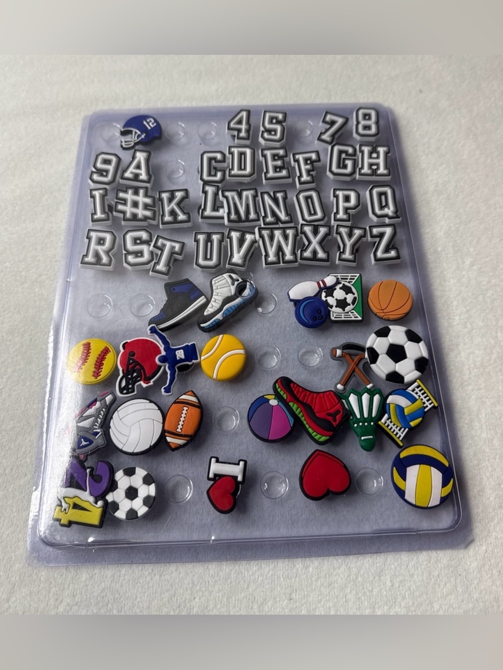 Shoe and Sports Icon Craft Charms - Blue/Red/Yellow